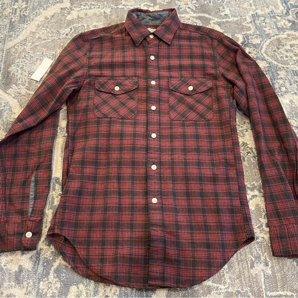 J. Crew Red and Black Casual Button Down Shirt